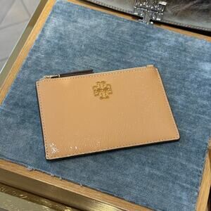 Tory Burch Britten Zip Card Case 169833 Patent Leather Cantucci, $160